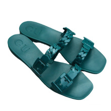 2021 Fashion women shoes slipper Flat Casual shoes Women Jelly Slide Slippers PVC Sandals Outdoor Flat Two Belt Slide Slipper
